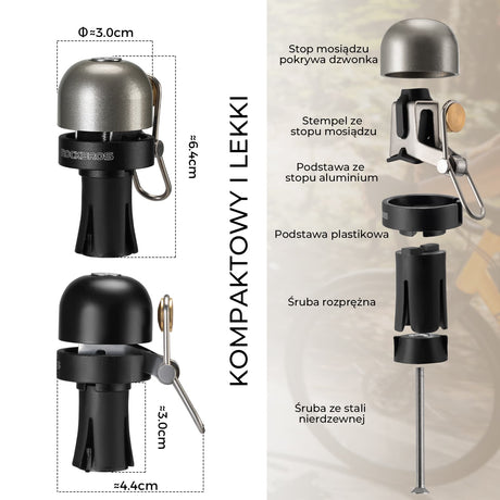 ROCKBROS Dzwonek do Roweru Szosowego Kompatybilny 100dB z Kierownicami 22,2 mm-BB2502 Dzwonki