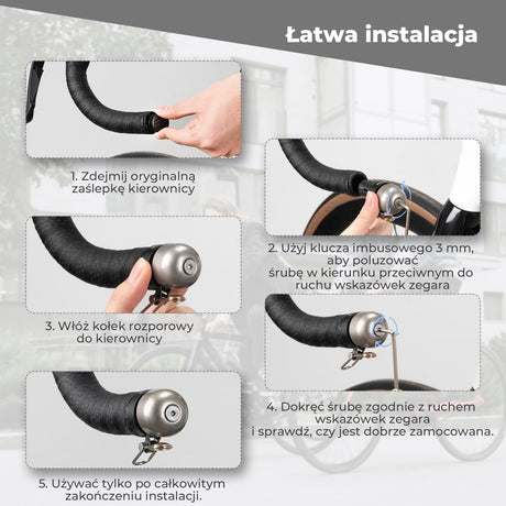 ROCKBROS Dzwonek do Roweru Szosowego Kompatybilny 100dB z Kierownicami 22,2 mm-BB2502 Dzwonki