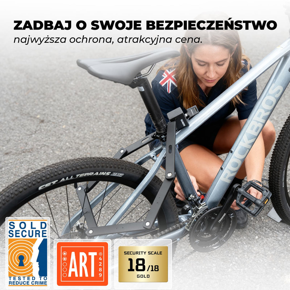 ROCKBROS Składane Zabezpieczenie Roweru 104 cm Zapięcia