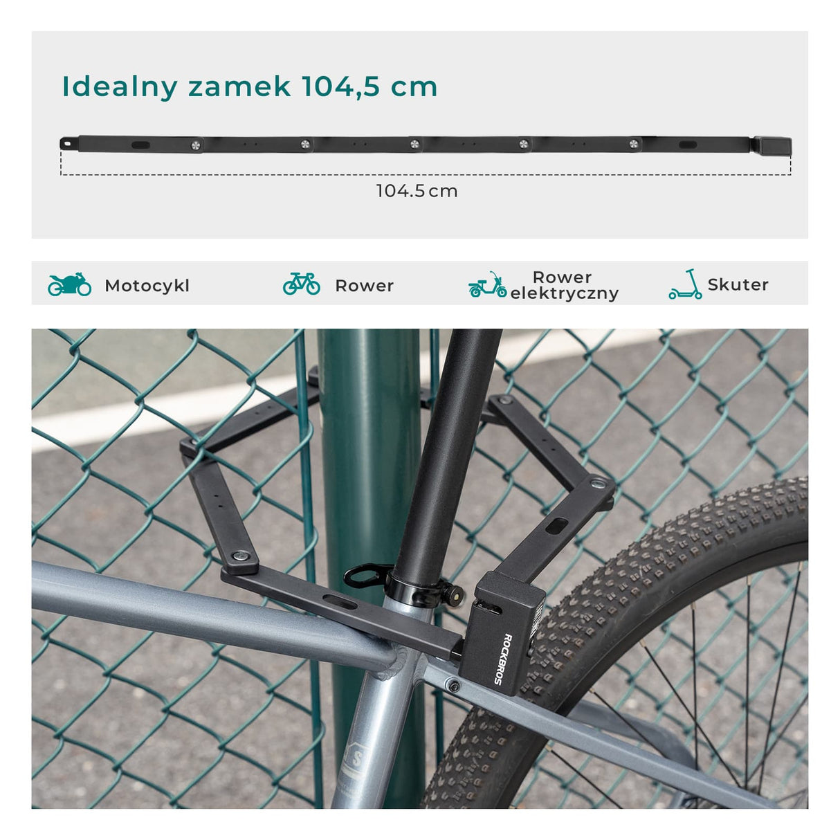 ROCKBROS Składane Zabezpieczenie Roweru 104 cm Zapięcia