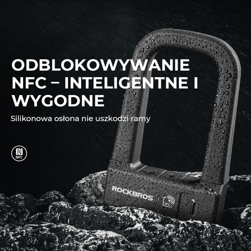 ROCKBROS Inteligentna Blokada Rowerowa w Kształcie Litery U z NFC-RBNS1 Zapięcia