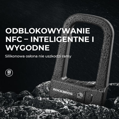 ROCKBROS Inteligentna Blokada Rowerowa w Kształcie Litery U z NFC-RBNS1 Zapięcia