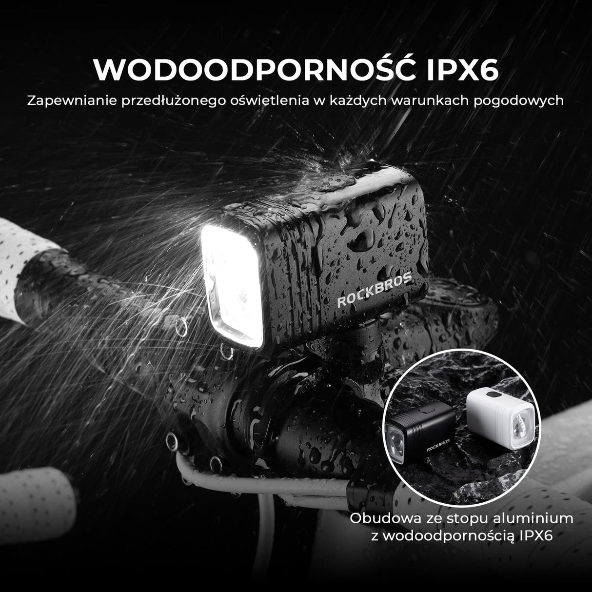 ROCKBROS Przednie Światło Rowerowe 1000 lm z Cyfrowym Wyświetlaczem-M6 Światła rowerowe