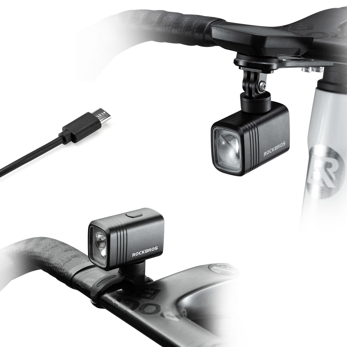 ROCKBROS Przednie Światło Rowerowe 1000 lm z Cyfrowym Wyświetlaczem-M6 Światła rowerowe