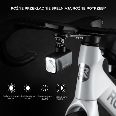 ROCKBROS Przednie Światło Rowerowe 1000 lm z Cyfrowym Wyświetlaczem-M6 Światła rowerowe