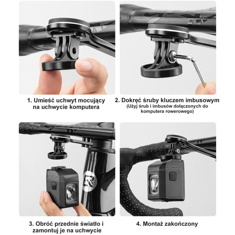 ROCKBROS Przednia Lampa Rowerowa z Pilotem Wysoka Jasność 1600LM-M8 Światła rowerowe