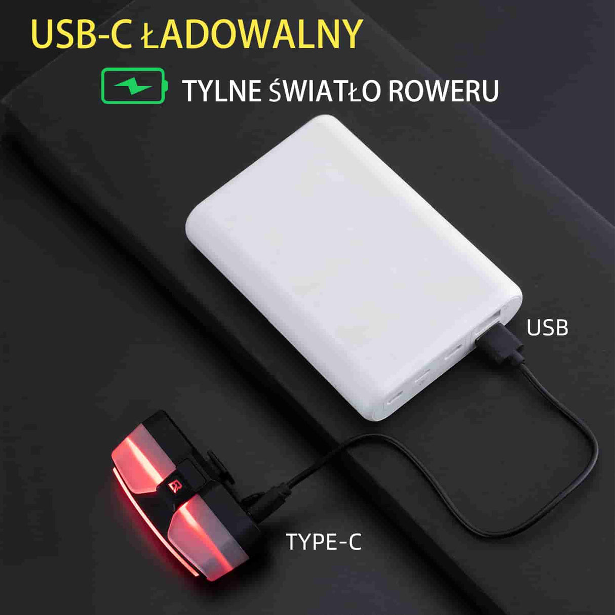 ROCKBROS Tylna Lampka Rowerowa USB Z Czujnikiem Hamowania 5 Trybów-REX02 Światła rowerowe