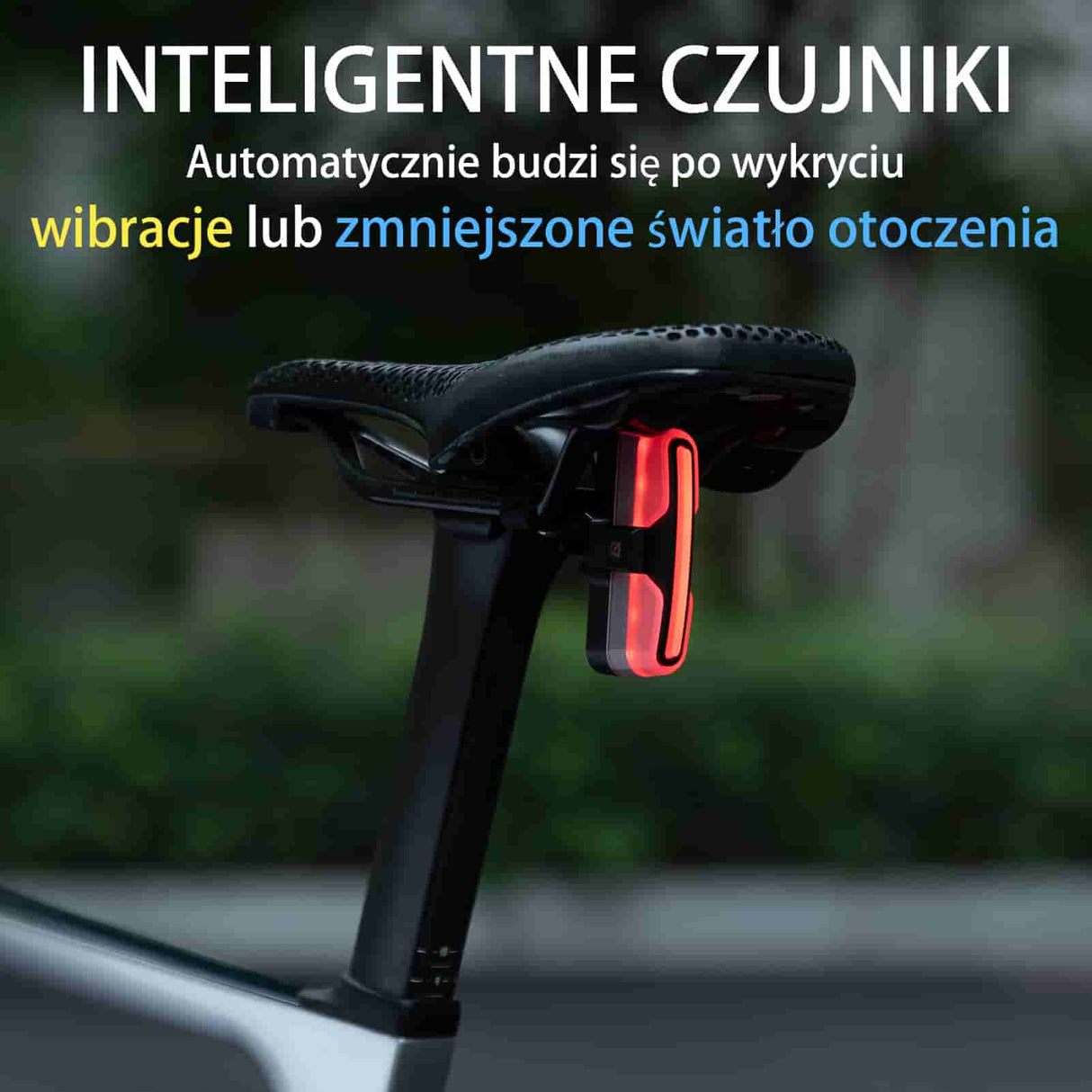 ROCKBROS Tylna Lampka Rowerowa USB Z Czujnikiem Hamowania 5 Trybów-REX02 Światła rowerowe