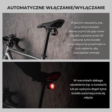 ROCKBROS Inteligentna Lampka Tylna z Klaksonem – A8Pro Światła rowerowe