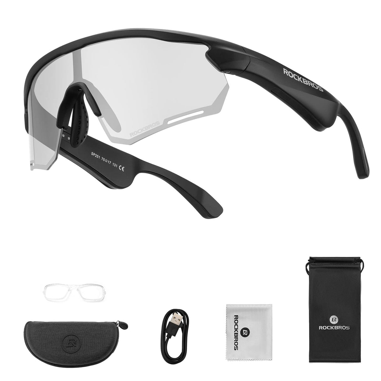 ROCKBROS Inteligentne Okulary Rowerowe Bluetooth Polaryzacyjne / Fotochromowe-SP251 Okulary i gogleFotochromowe - Czarne