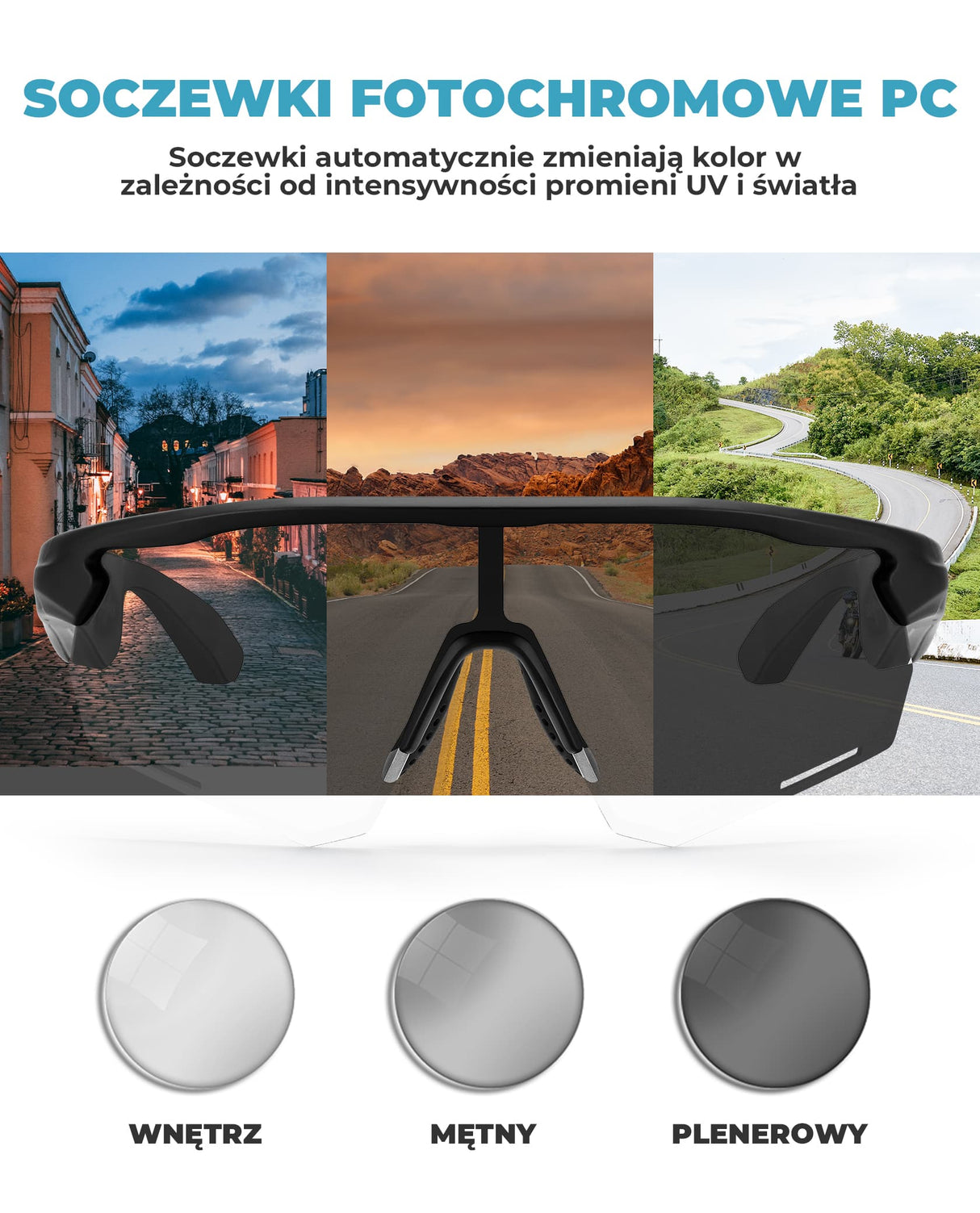 ROCKBROS Inteligentne Okulary Rowerowe Bluetooth Polaryzacyjne / Fotochromowe-SP251 Okulary i gogle