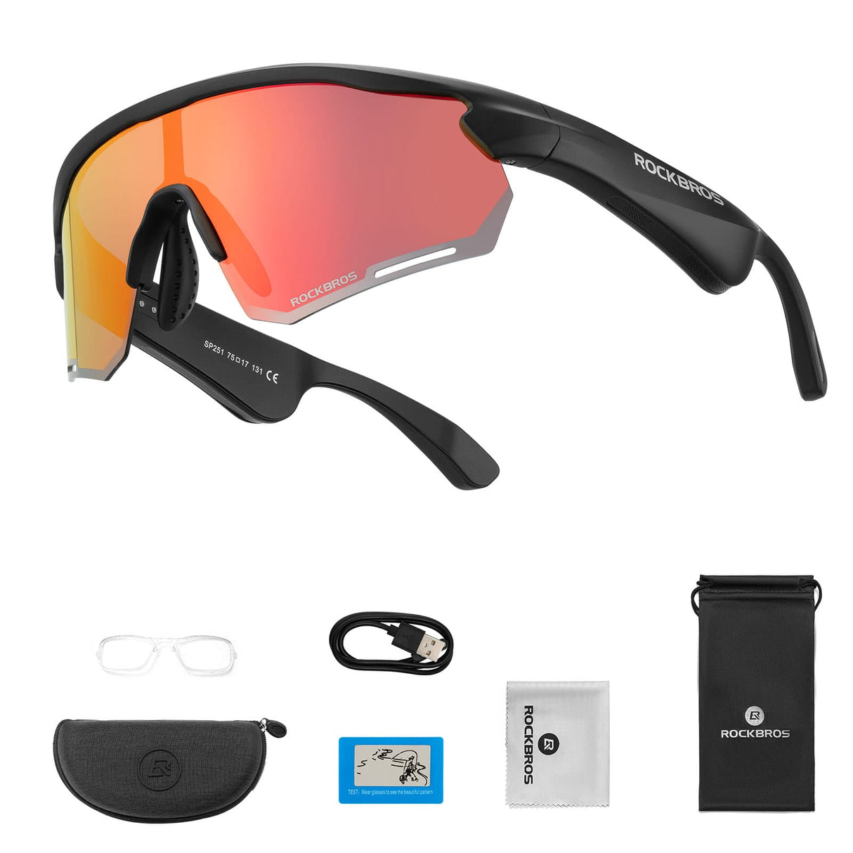 ROCKBROS Inteligentne Okulary Rowerowe Bluetooth Polaryzacyjne / Fotochromowe-SP251 Okulary i goglePolaryzacyjne - Czerwone