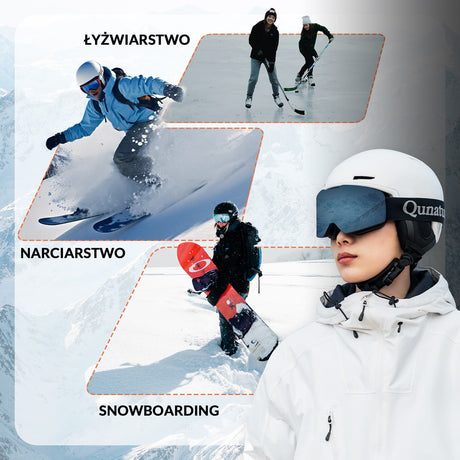 ROCKBROS Qunature Kask Narciarski z Ochraniaczami i Nausznikiem dla Kobiet i Mężczyzn-S-313 Kaski