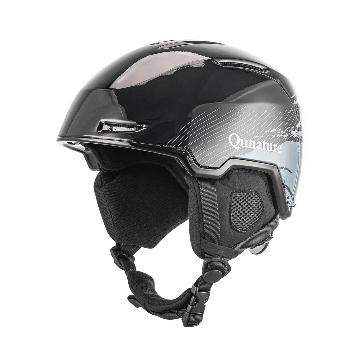 ROCKBROS Qunature Kask Narciarski z Ochraniaczami i Nausznikiem dla Kobiet i Mężczyzn-S-313 KaskiCzarny S
