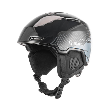 ROCKBROS Qunature Kask Narciarski z Ochraniaczami i Nausznikiem dla Kobiet i Mężczyzn-S-313 KaskiCzarny S