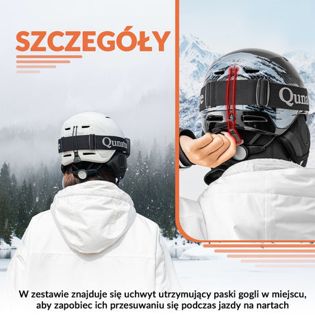 ROCKBROS Qunature Kask Narciarski z Ochraniaczami i Nausznikiem dla Kobiet i Mężczyzn-S-313 Kaski