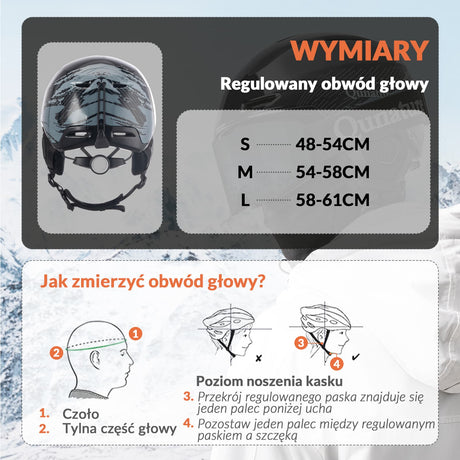ROCKBROS Qunature Kask Narciarski z Ochraniaczami i Nausznikiem dla Kobiet i Mężczyzn-S-313 Kaski