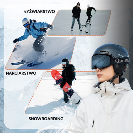 ROCKBROS Qunature Kask Narciarski z Ochraniaczami i Nausznikiem dla Kobiet i Mężczyzn-S-313 Kaski