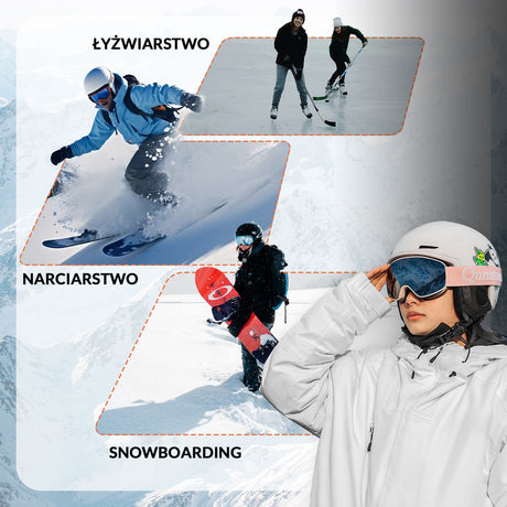 ROCKBROS Qunature Kask Narciarski z Ochraniaczami i Nausznikiem dla Kobiet i Mężczyzn-S-313 Kaski