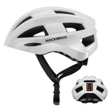 ROCKBROS Kask Rowerowy z LED Lekki, Oddychający i Z USB Ładowaniem-ZK-013 KaskiBiałe Pasuje do obwodu głowy 55-60 cm