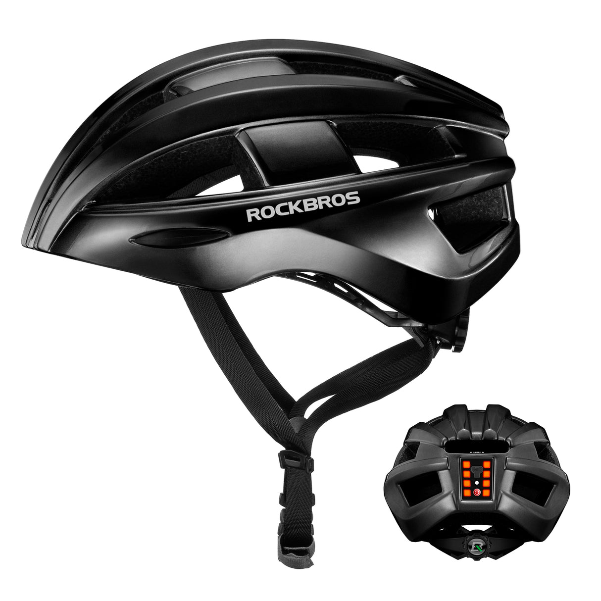 ROCKBROS Kask Rowerowy z LED Lekki, Oddychający i Z USB Ładowaniem-ZK-013 KaskiCzarny Pasuje do obwodu głowy 55-60 cm
