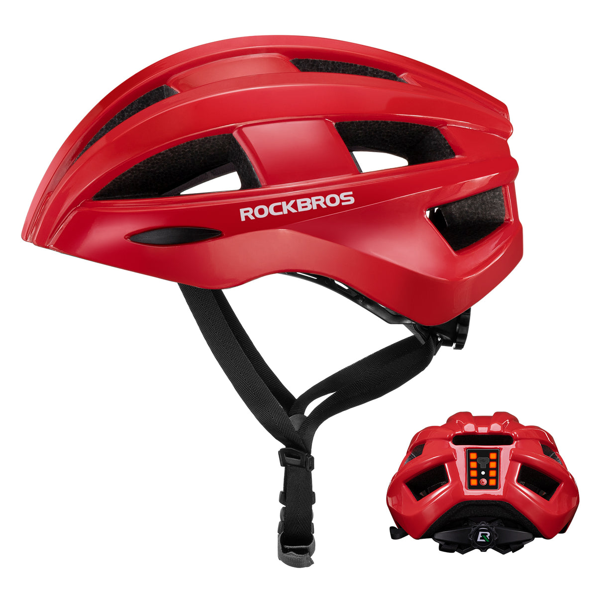 ROCKBROS Kask Rowerowy z LED Lekki, Oddychający i Z USB Ładowaniem-ZK-013 KaskiCzerwony Pasuje do obwodu głowy 55-60 cm