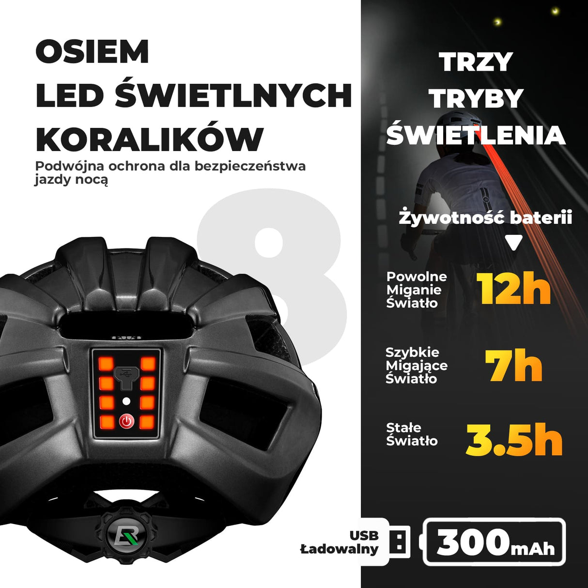 ROCKBROS Kask Rowerowy z LED Lekki, Oddychający i Z USB Ładowaniem-ZK-013 Kaski