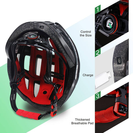 ROCKBROS Kask Rowerowy Z Światłem Ostrzegawczym-ZN1001 Kaski