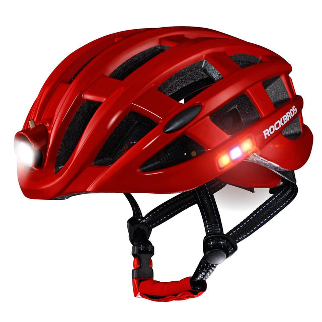 ROCKBROS Kask Rowerowy Z Światłem Ostrzegawczym-ZN1001 KaskiCzerwony Regulowany obwód głowy(57-62 cm)