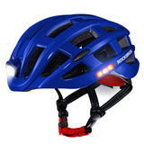 ROCKBROS Kask Rowerowy Z Światłem Ostrzegawczym-ZN1001 KaskiNIEBIESKI Regulowany obwód głowy(57-62 cm)