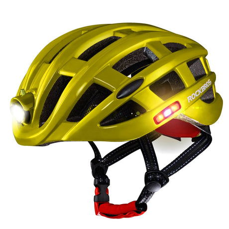 ROCKBROS Kask Rowerowy Z Światłem Ostrzegawczym-ZN1001 KaskiŻółty Regulowany obwód głowy(57-62 cm)