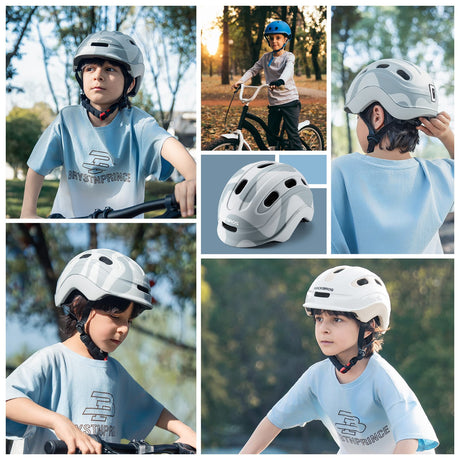 ROCKBROS Kask Rowerowy z Uchwytem Na Światło Tylne Dla Dzieci w Wieku 6-18 Lat-LK-23-Grau