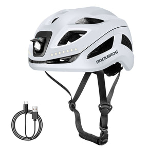 ROCKBROS Kask Rowerowy z Lampką Męski Damski-ZK-077 KaskiBiałe Regulowany(57-61cm)
