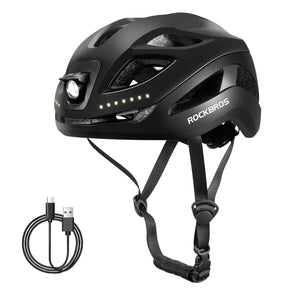 ROCKBROS Kask Rowerowy z Lampką Męski Damski-ZK-077 KaskiCzarny Regulowany(57-61cm)