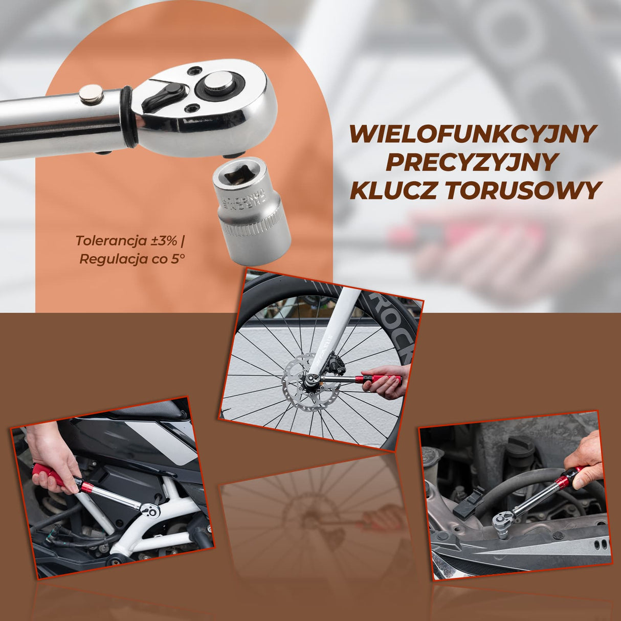 ROCKBROS Klucz Dynamometryczny 2–24 Nm Precyzyjny, Wytrzymały I Wszechstronny Narzędzia do naprawy roweru