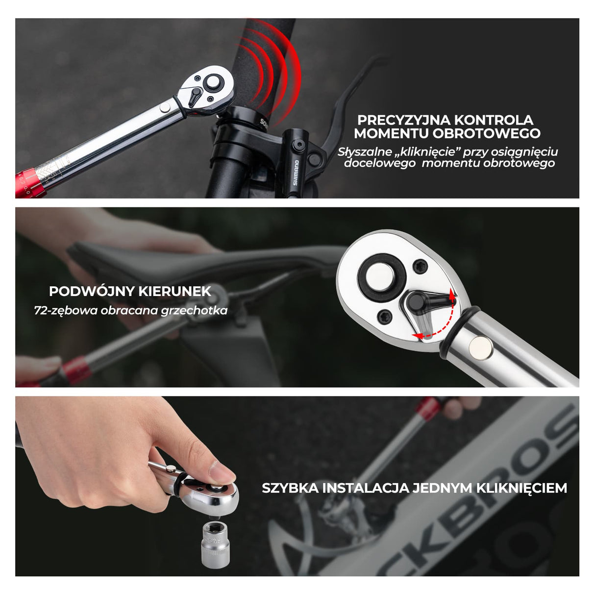 ROCKBROS Klucz Dynamometryczny 2–24 Nm Precyzyjny, Wytrzymały I Wszechstronny Narzędzia do naprawy roweru