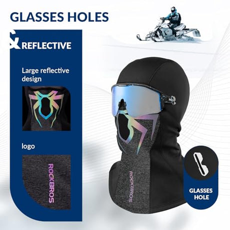 ROCKBROS Kominiarka Zimowa Unisex Ciepła, Oddychająca i Wiatroodporna, Miękka Balaclava na Zimę-YPP054 Kominiarki