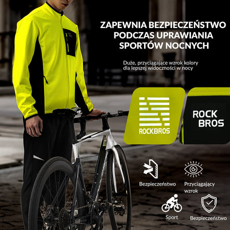 ROCKBROS Komplet Kurtka I Spodnie Rowerowe Polar Odblaskowy Elastyczne Wygodne Wiatroszczelne