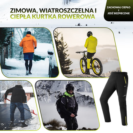 ROCKBROS Komplet Kurtka I Spodnie Rowerowe Polar Odblaskowy Elastyczne Wygodne Wiatroszczelne