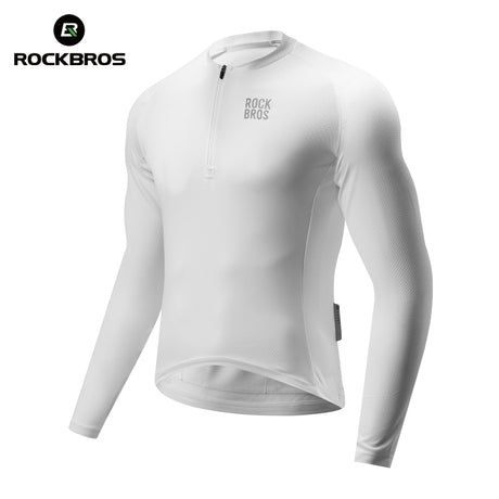 ROCKBROS Koszulka Rowerowa Z Długim Rękawem i Krótkim Zamkiem-YDCX011 KoszulkiBiałe S