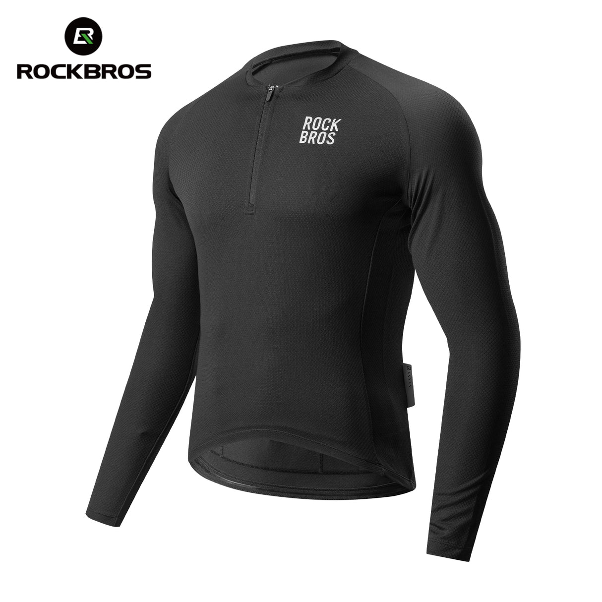 ROCKBROS Koszulka Rowerowa Z Długim Rękawem i Krótkim Zamkiem-YDCX011 KoszulkiCzarny S