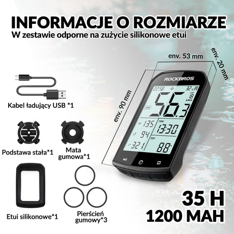 ROCKBROS Licznik Rowerowy Bezprzewodowy GPS Wodoodporny Prędkościomierz I Drogomierz Licznik