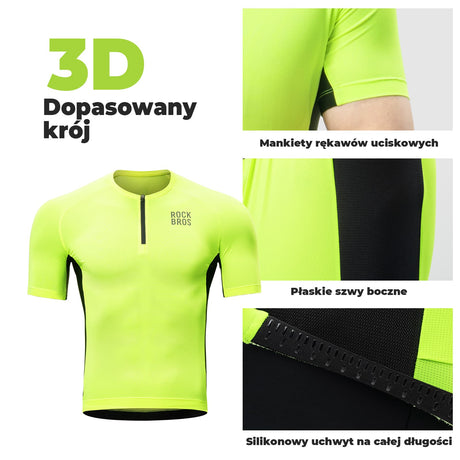 ROCKBROS Męska Koszulka Rowerowa High-VIS Neonowa Zieleń-YDDK013-1 Koszulki