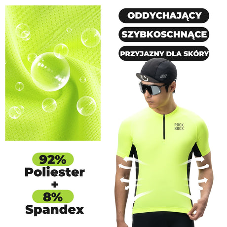 ROCKBROS Męska Koszulka Rowerowa High-VIS Neonowa Zieleń-YDDK013-1 Koszulki