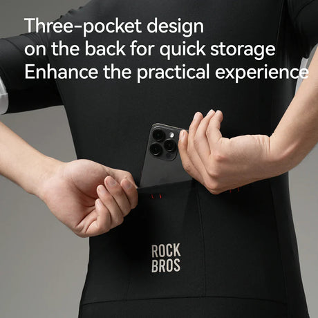 ROCKBROS Męska Koszulka Rowerowa Krótki Rękaw w Blokowym Wzorze Koszulki