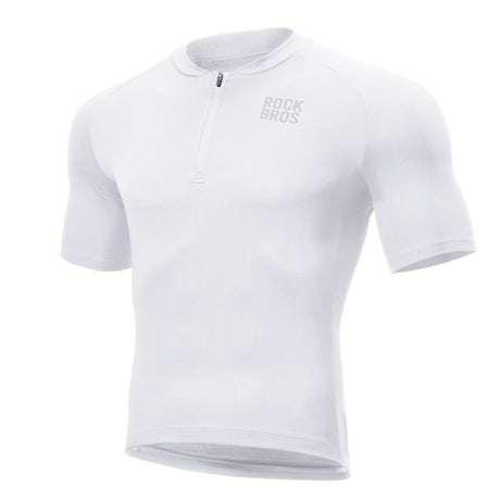 ROCKBROS Męska Koszulka Kolarska Z Zamkiem Błyskawicznym Do Połowy-YDDX007 KoszulkiBiałe S