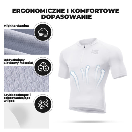 ROCKBROS Męska Koszulka Kolarska Z Zamkiem Błyskawicznym Do Połowy-YDDX007 Koszulki