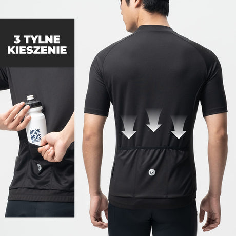 ROCKBROS Męska Koszulka Kolarska Z Zamkiem Błyskawicznym Do Połowy-YDDX007 Koszulki