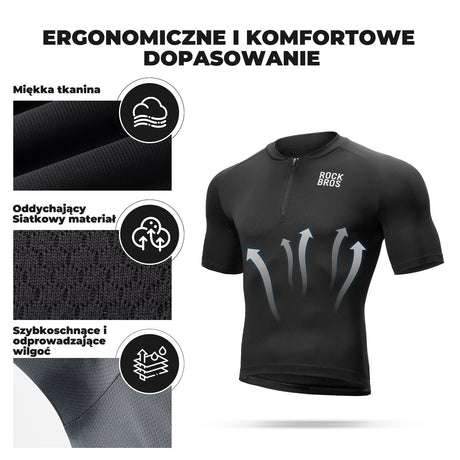 ROCKBROS Męska Koszulka Kolarska Z Zamkiem Błyskawicznym Do Połowy-YDDX007 Koszulki