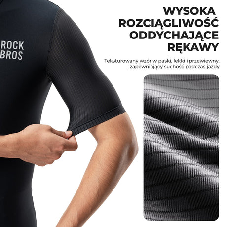 ROCKBROS Męska Koszulka Rowerowa Krótki Rękaw, Oddychająca i Odblaskowa Koszulki